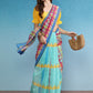 Multicolor Cotton Blend Digital Print Geomatric Saree with Unstitched Blouse - Hiral Fashion | Swadesiicart