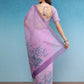 Purple Cotton Blend Digital Print Floral Saree with Unstitched Blouse - Hiral Fashion | Swadesiicart