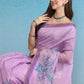 Purple Cotton Blend Digital Print Floral Saree with Unstitched Blouse - Hiral Fashion | Swadesiicart