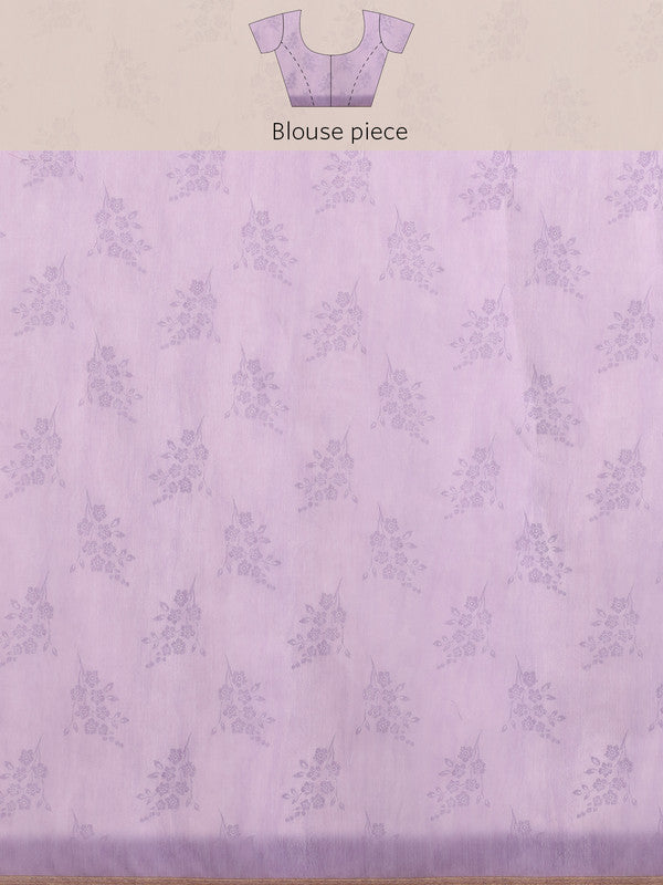 Purple Cotton Blend Digital Print Floral Saree with Unstitched Blouse - Hiral Fashion | Swadesiicart
