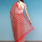 Red Cotton Blend Digital Print Striped Saree with Unstitched Blouse - Hiral Fashion | Swadesiicart