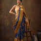 Blue Kanjeevaram Silk Digital Print Floral Saree with Unstitched Blouse - Hiral Fashion | Swadesiicart