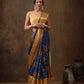 Blue Kanjeevaram Silk Digital Print Floral Saree with Unstitched Blouse - Hiral Fashion | Swadesiicart