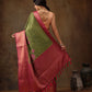 Olive Kanjeevaram Silk Digital Print Floral Saree with Unstitched Blouse - Hiral Fashion | Swadesiicart