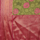 Olive Kanjeevaram Silk Digital Print Floral Saree with Unstitched Blouse - Hiral Fashion | Swadesiicart