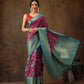 Pink Kanjeevaram Silk Digital Print Floral Saree with Unstitched Blouse - Hiral Fashion | Swadesiicart