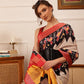 Hiral Fashion Beige Ikkat Kotha Silk Floral Digital Print Saree | Swadesiicart