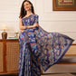 Hiral Fashion Blue Ikkat Kotha Silk Floral Digital Print Saree | Swadesiicart