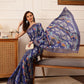 Hiral Fashion Blue Ikkat Kotha Silk Floral Digital Print Saree | Swadesiicart