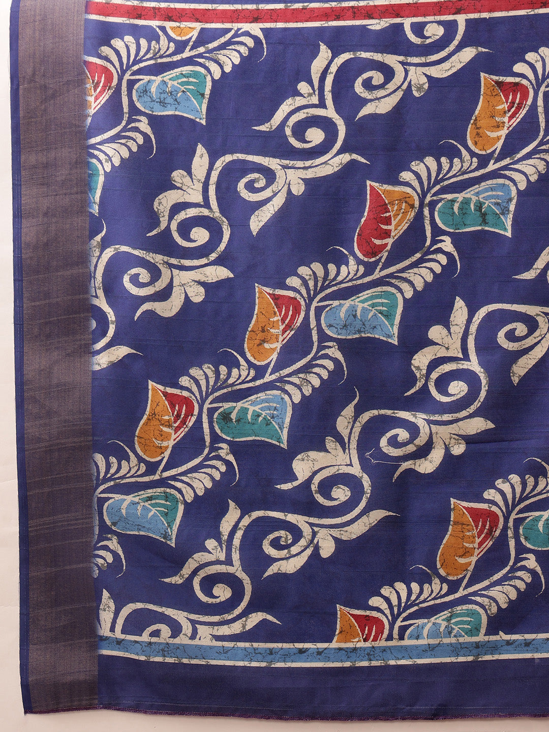 Hiral Fashion Blue Ikkat Kotha Silk Floral Digital Print Saree | Swadesiicart