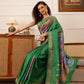 Hiral Fashion Green Ikkat Kotha Silk Floral Digital Print Saree | Swadesiicart