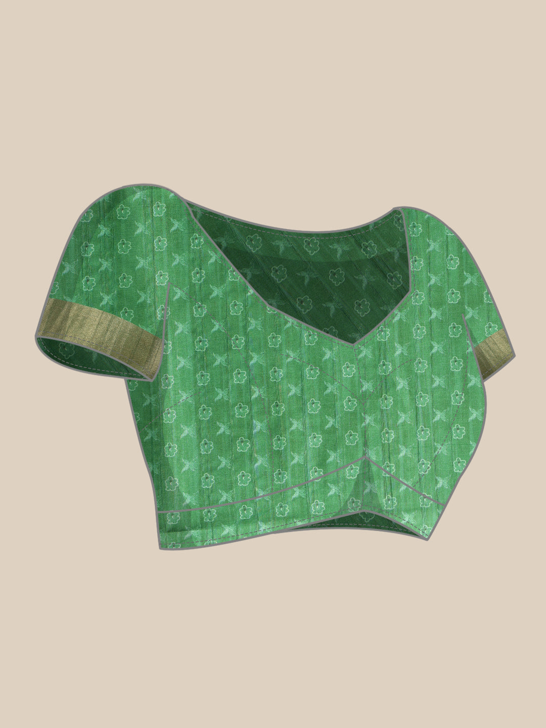 Hiral Fashion Green Ikkat Kotha Silk Floral Digital Print Saree | Swadesiicart