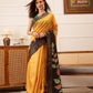 Hiral Fashion Mustard Ikkat Kotha Silk Floral Digital Print Saree | Swadesiicart