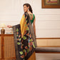 Hiral Fashion Mustard Ikkat Kotha Silk Floral Digital Print Saree | Swadesiicart