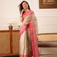 Hiral Fashion Beige Ikkat Kotha Silk Floral Digital Print Saree | Swadesiicart