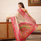Hiral Fashion Beige Ikkat Kotha Silk Floral Digital Print Saree | Swadesiicart
