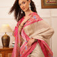 Hiral Fashion Beige Ikkat Kotha Silk Floral Digital Print Saree | Swadesiicart