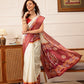 Hiral Fashion Off White Ikkat Kotha Silk Floral Digital Print Saree | Swadesiicart