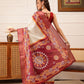 Hiral Fashion Off White Ikkat Kotha Silk Floral Digital Print Saree | Swadesiicart