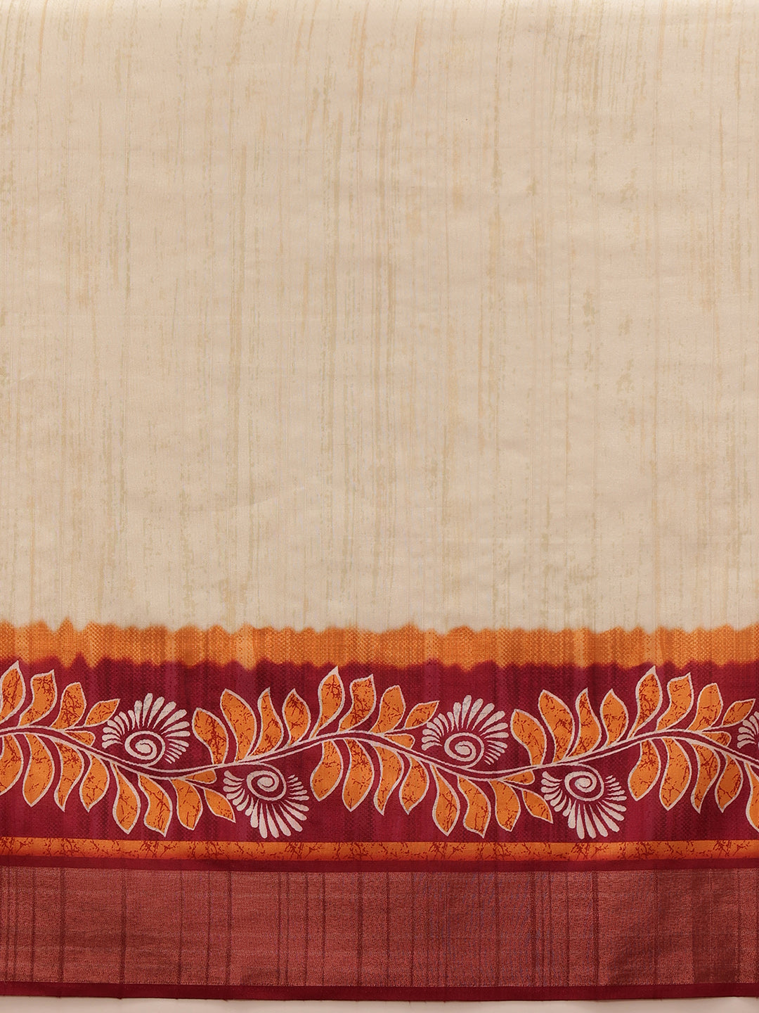 Hiral Fashion Off White Ikkat Kotha Silk Floral Digital Print Saree | Swadesiicart