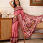 Hiral Fashion Pink Ikkat Kotha Silk Floral Digital Print Saree | Swadesiicart