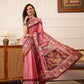 Hiral Fashion Pink Ikkat Kotha Silk Floral Digital Print Saree | Swadesiicart