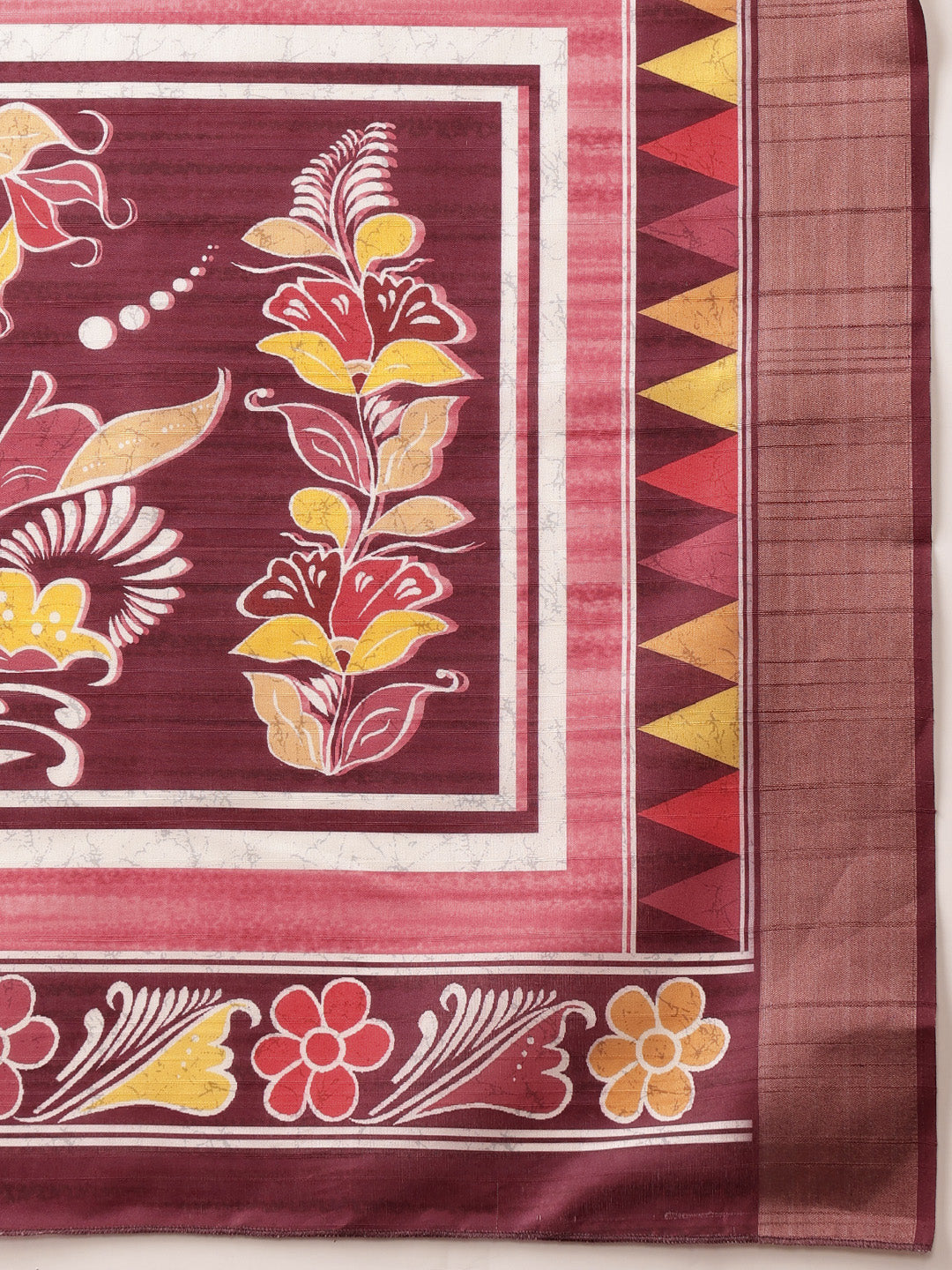 Hiral Fashion Pink Ikkat Kotha Silk Floral Digital Print Saree | Swadesiicart