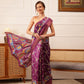 Hiral Fashion Purple Ikkat Kotha Silk Floral Digital Print Saree | Swadesiicart
