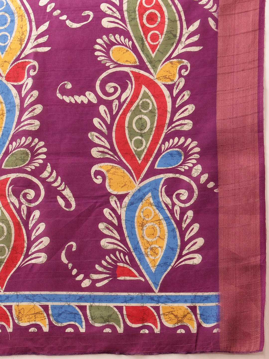 Hiral Fashion Purple Ikkat Kotha Silk Floral Digital Print Saree | Swadesiicart