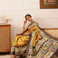 Hiral Fashion Yellow Ikkat Kotha Silk Floral Digital Print Saree | Swadesiicart