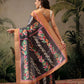 Hiral Fashion Black Banarasi Silk Blend Floral Digital Printed Saree | Swadesiicart