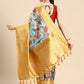 Sky Blue Munga Silk Digital Print Floral Saree with Unstitched Blouse - Hiral Fashion | Swadesiicart