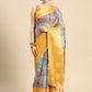 Turquoise Munga Silk Digital Print Floral Saree with Unstitched Blouse - Hiral Fashion | Swadesiicart