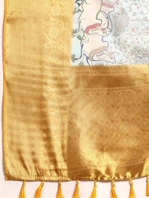 Gray Munga Silk Digital Print Animal Print Saree with Unstitched Blouse - Hiral Fashion | Swadesiicart