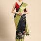 Navy Blue Munga Silk Digital Print Floral Saree with Unstitched Blouse - Hiral Fashion | Swadesiicart