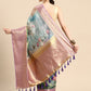 Multicolor Munga Silk Digital Print Floral Saree with Unstitched Blouse - Hiral Fashion | Swadesiicart