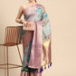 Multicolor Munga Silk Digital Print Floral Saree with Unstitched Blouse - Hiral Fashion | Swadesiicart