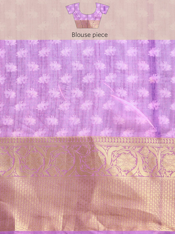 Multicolor Munga Silk Digital Print Floral Saree with Unstitched Blouse - Hiral Fashion | Swadesiicart
