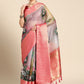 Multicolor Munga Silk Digital Print Floral Saree with Unstitched Blouse - Hiral Fashion | Swadesiicart