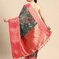Gray Munga Silk Digital Print Floral Saree with Unstitched Blouse - Hiral Fashion | Swadesiicart
