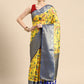 Yellow Munga Silk Digital Print Floral Saree with Unstitched Blouse - Hiral Fashion | Swadesiicart