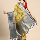 Yellow Munga Silk Digital Print Floral Saree with Unstitched Blouse - Hiral Fashion | Swadesiicart