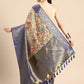 Beige Munga Silk Digital Print Floral Saree with Unstitched Blouse - Hiral Fashion | Swadesiicart
