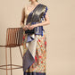 Beige Munga Silk Digital Print Floral Saree with Unstitched Blouse - Hiral Fashion | Swadesiicart