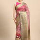 Beige Munga Silk Digital Print Floral Saree with Unstitched Blouse - Hiral Fashion | Swadesiicart
