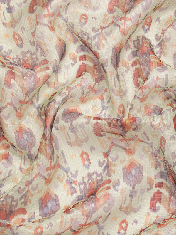 Multicolor Munga Silk Digital Print Abstract Saree with Unstitched Blouse - Hiral Fashion | Swadesiicart