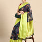 Navy Blue Munga Silk Digital Print Animal Print Saree with Unstitched Blouse - Hiral Fashion | Swadesiicart