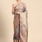 Gray Munga Silk Digital Print Kalamkari Saree with Unstitched Blouse - Hiral Fashion | Swadesiicart