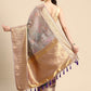 Gray Munga Silk Digital Print Kalamkari Saree with Unstitched Blouse - Hiral Fashion | Swadesiicart