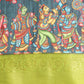 Navy Blue Munga Silk Digital Print Kalamkari Saree with Unstitched Blouse - Hiral Fashion | Swadesiicart